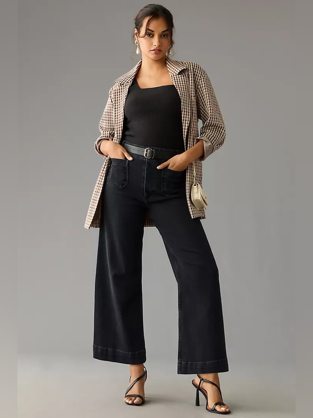 Anthropologie Maeve Colette Washed Black Denim Wide Leg Cropped Jeans 27 - Picture 3 of 15